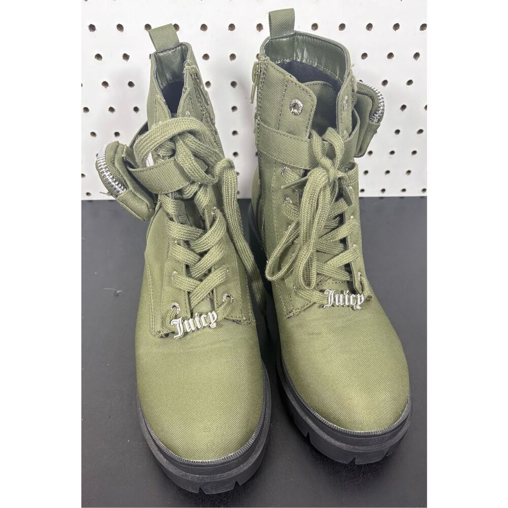 Juicy Couture army green canvas combat boots size 9